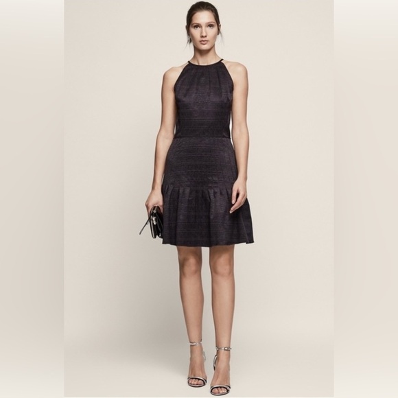 REISS Marelle Textured Pleated-Skirt Dress Women’s Size 2 - Picture 2 of 11